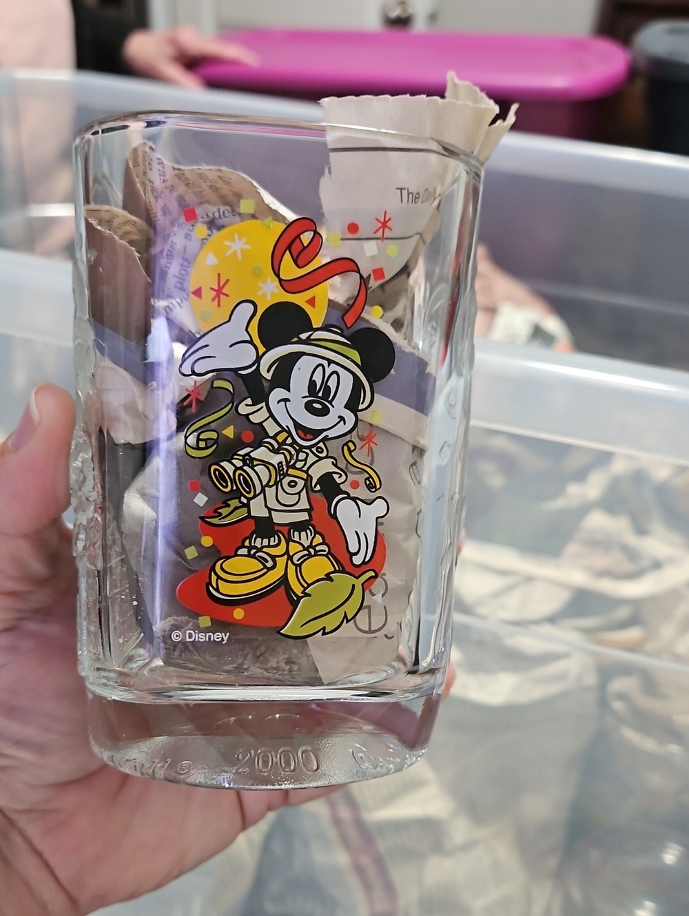Disney Mickey Mouse Party Glass Tumbler - Yellow Red Black Multicolor